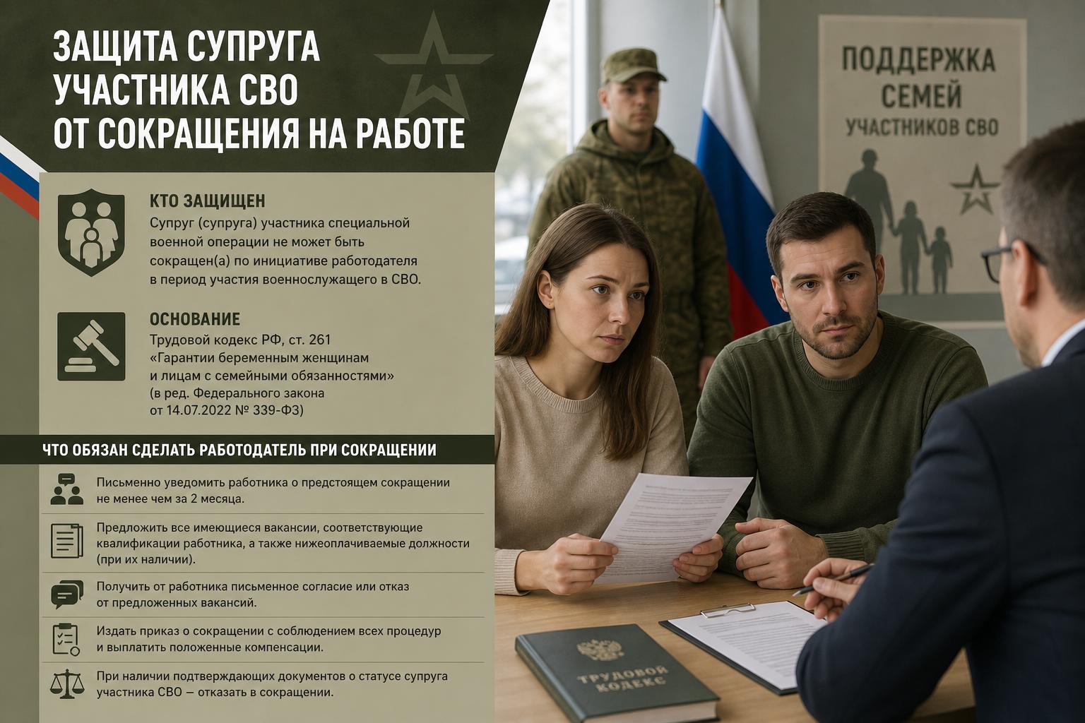 Защита супруга участника СВО от сокращения на работе. Что обязан сделать работодатель при сокращении Защита супруга участника СВО от сокращения на работе. Что обязан сделать работодатель при сокращении