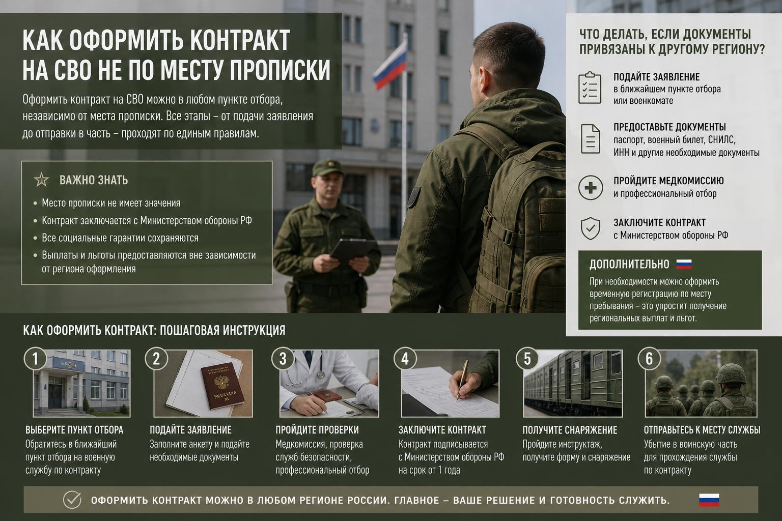 Как оформить контракт на СВО не по месту прописки. Что делать, если живете в одном регионе, а документы привязаны к другому Как оформить контракт на СВО не по месту прописки. Что делать, если живете в одном регионе, а документы привязаны к другому