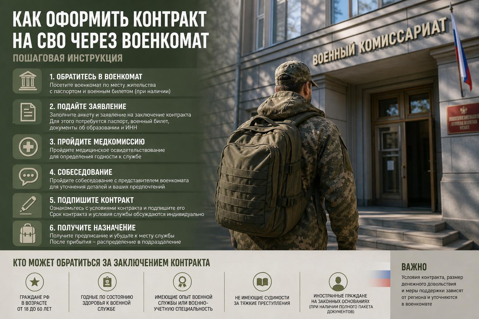 Как оформить контракт на СВО через военкомат. Кто может обратиться за заключением контракта Как оформить контракт на СВО через военкомат. Кто может обратиться за заключением контракта