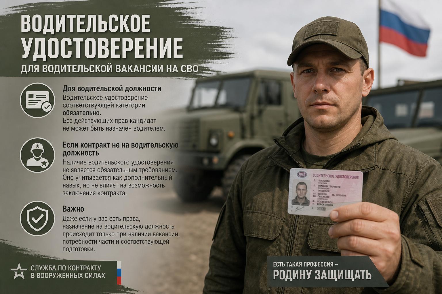 Водительское удостоверение для водительской вакансии на СВО. Нужны ли права, если контракт подписывается не на водительскую должность Водительское удостоверение для водительской вакансии на СВО. Нужны ли права, если контракт подписывается не на водительскую должность