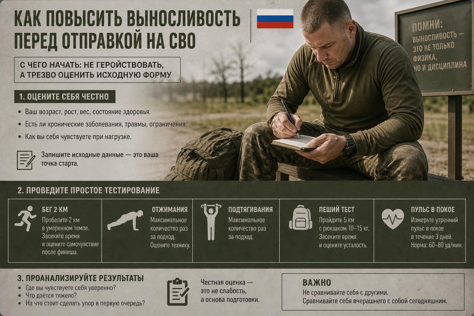 Как повысить выносливость перед отправкой на СВО. С чего начать: не геройствовать, а трезво оценить исходную форму Как повысить выносливость перед отправкой на СВО. С чего начать: не геройствовать, а трезво оценить исходную форму