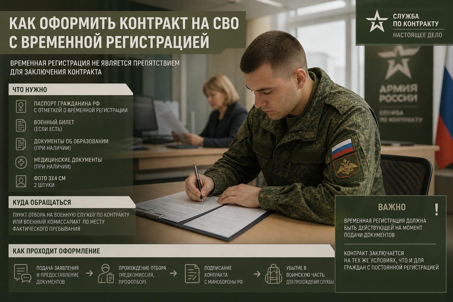 Как оформить контракт на СВО с временной регистрацией: что важно знать заранее
