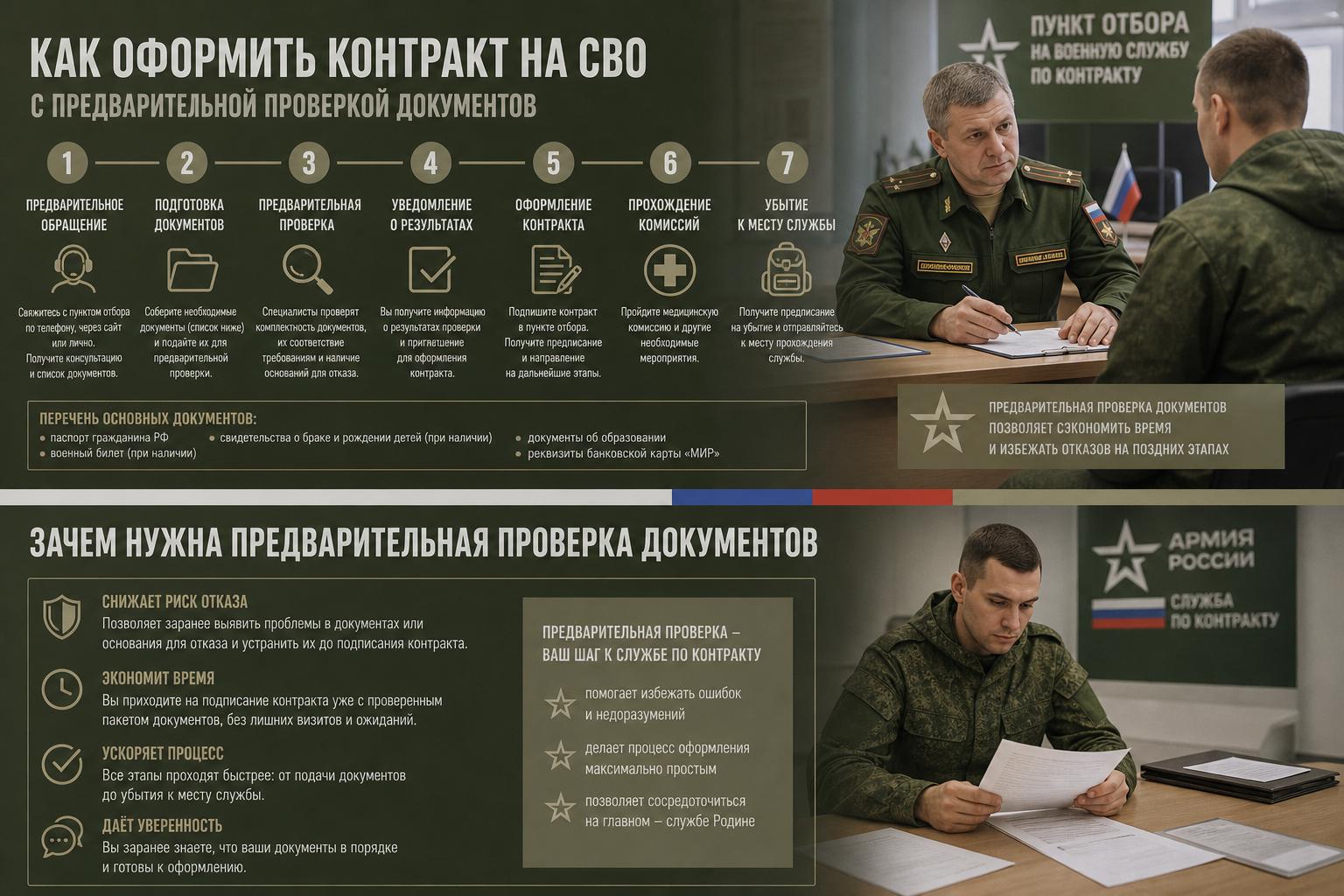 Как оформить контракт на СВО с предварительной проверкой документов. Зачем нужна предварительная проверка документов Как оформить контракт на СВО с предварительной проверкой документов. Зачем нужна предварительная проверка документов