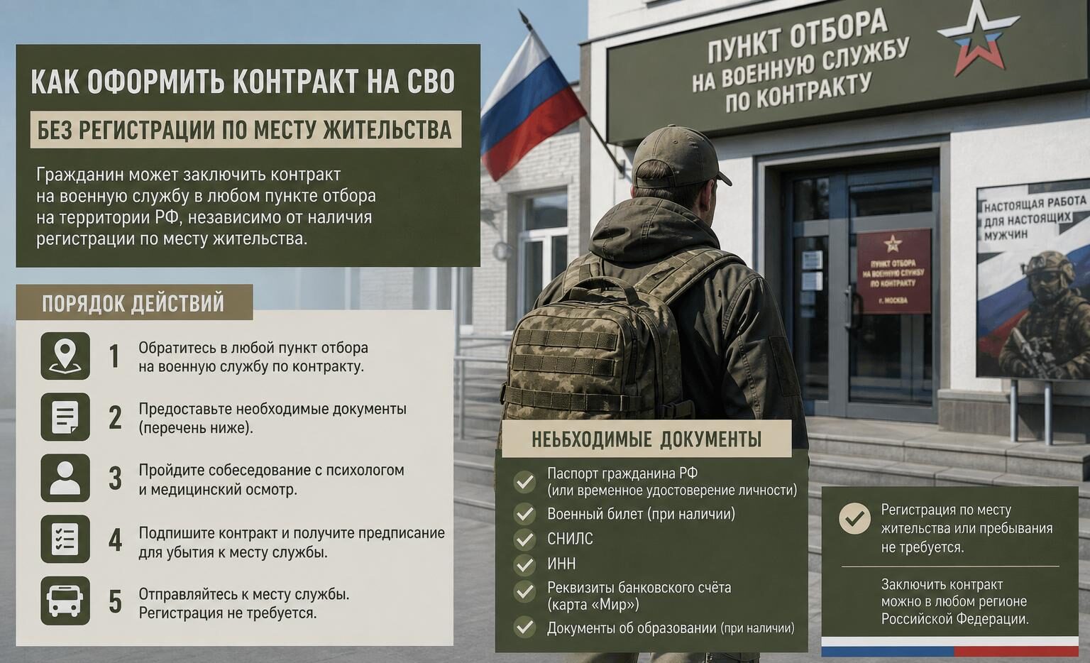 Как оформить контракт на СВО без регистрации по месту жительства: что важно знать заранее