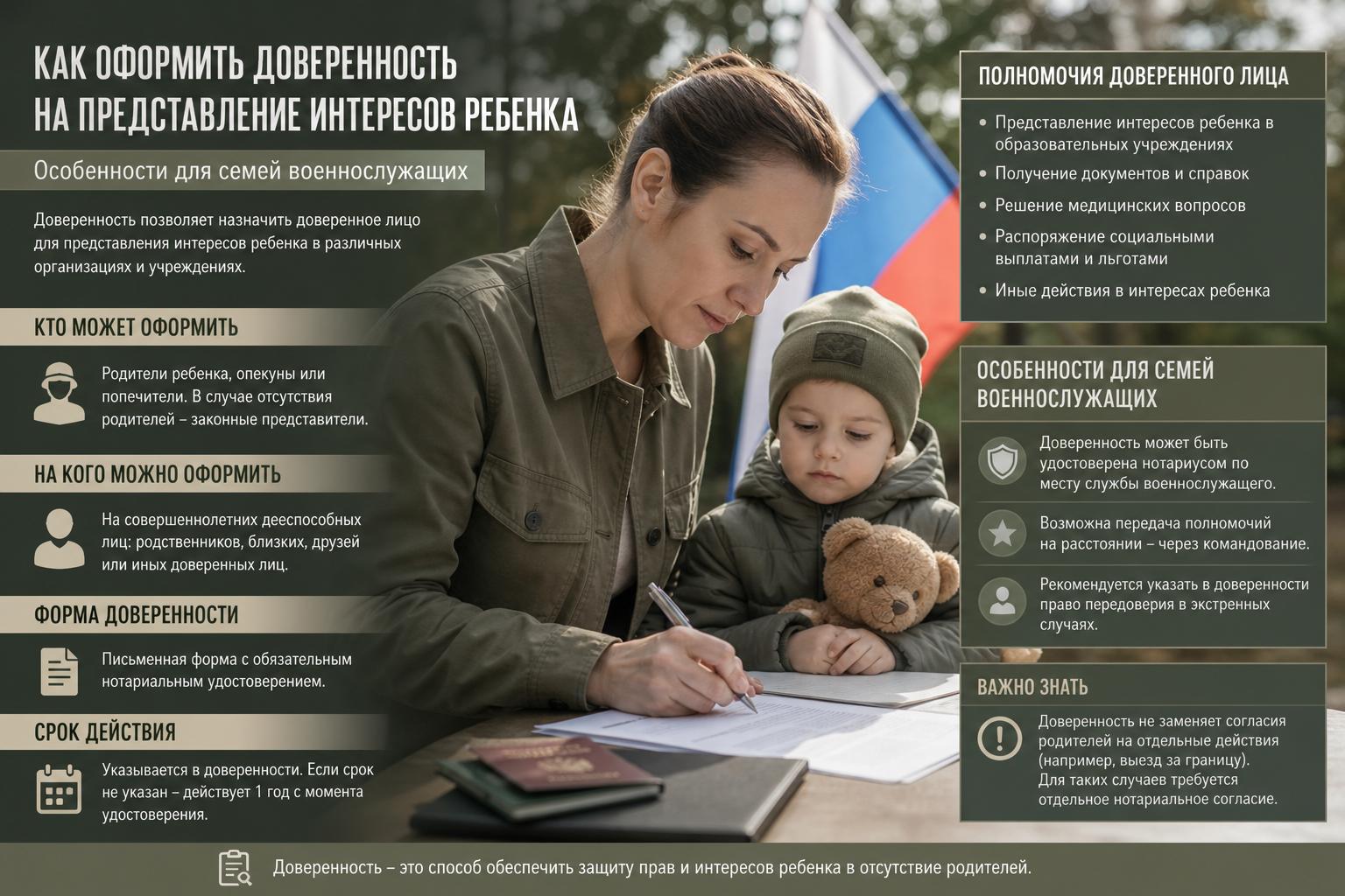 Как оформить доверенность на представление интересов ребенка. Особенности для семей военнослужащих Как оформить доверенность на представление интересов ребенка. Особенности для семей военнослужащих