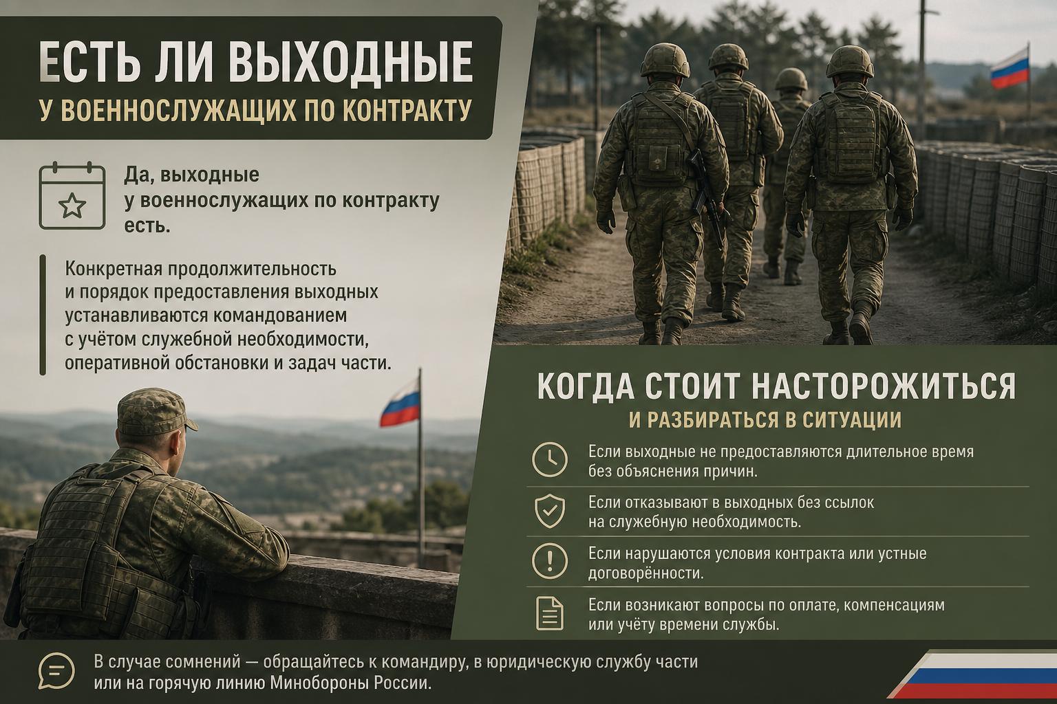 Есть ли выходные у военнослужащих по контракту. Когда стоит насторожиться и разбираться в ситуации Есть ли выходные у военнослужащих по контракту. Когда стоит насторожиться и разбираться в ситуации