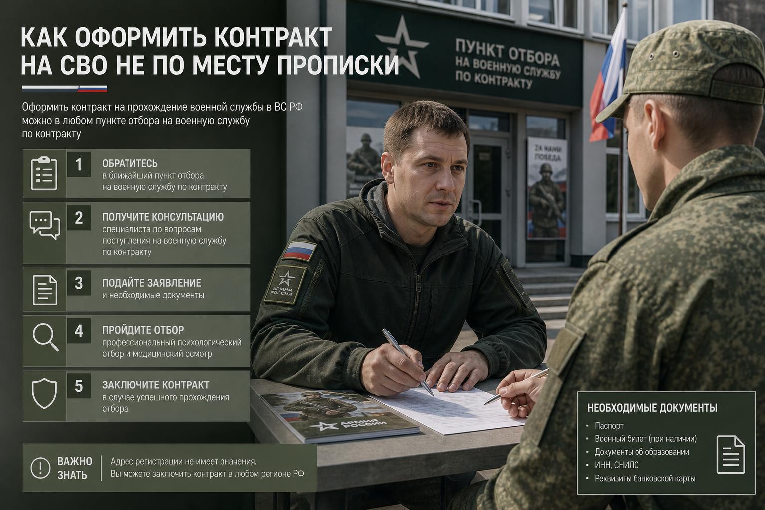 Как оформить контракт на СВО не по месту прописки: что важно знать заранее и куда обращаться