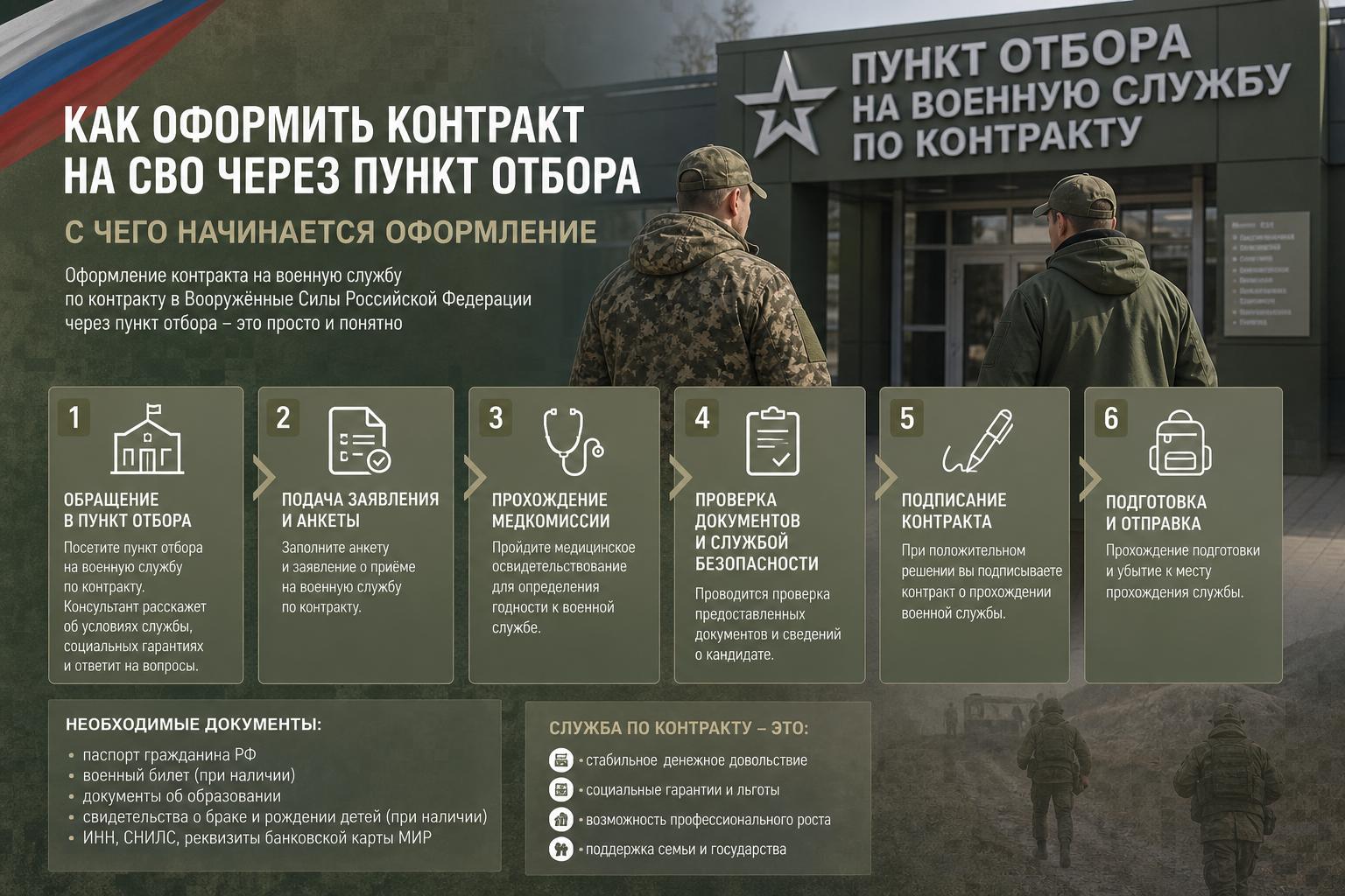 Как оформить контракт на СВО через пункт отбора. С чего начинается оформление Как оформить контракт на СВО через пункт отбора. С чего начинается оформление