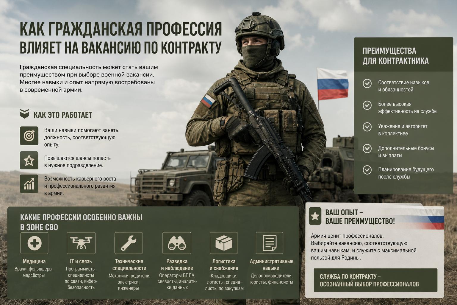 Как гражданская профессия влияет на вакансию по контракту. Какая гражданская профессия подходит для СВО лучше других