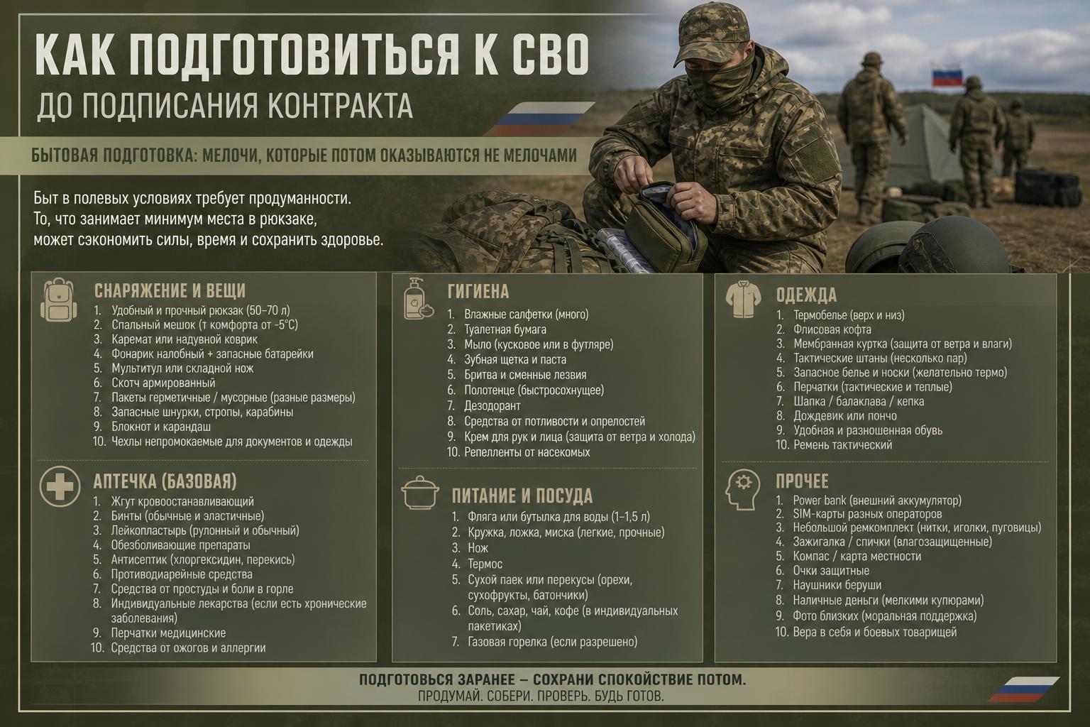 Как подготовиться к СВО до подписания контракта. Бытовая подготовка: мелочи, которые потом оказываются не мелочами