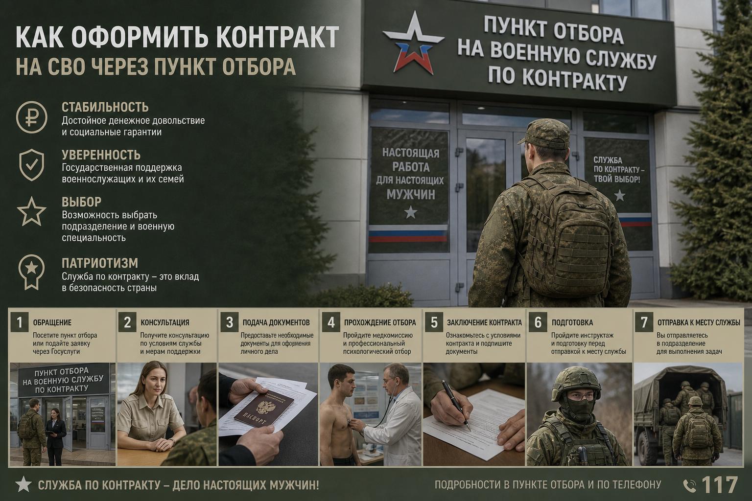 Как оформить контракт на СВО через пункт отбора: порядок, документы и важные детали