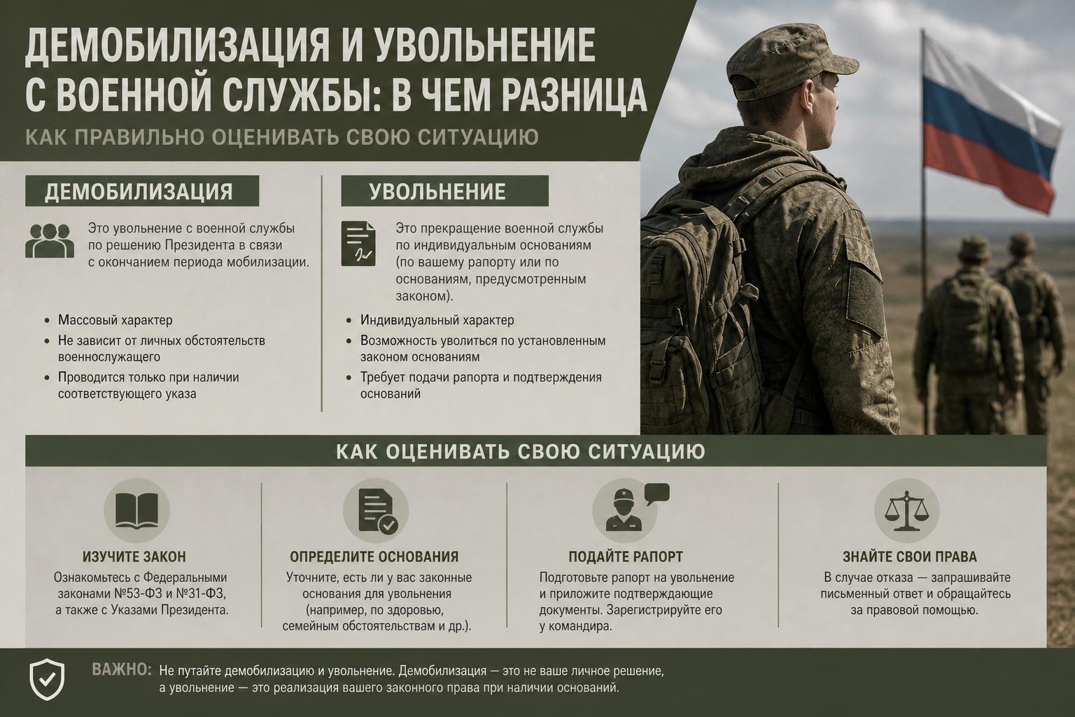 Демобилизация и увольнение с военной службы: в чем разница. Как правильно оценивать свою ситуацию Демобилизация и увольнение с военной службы: в чем разница. Как правильно оценивать свою ситуацию