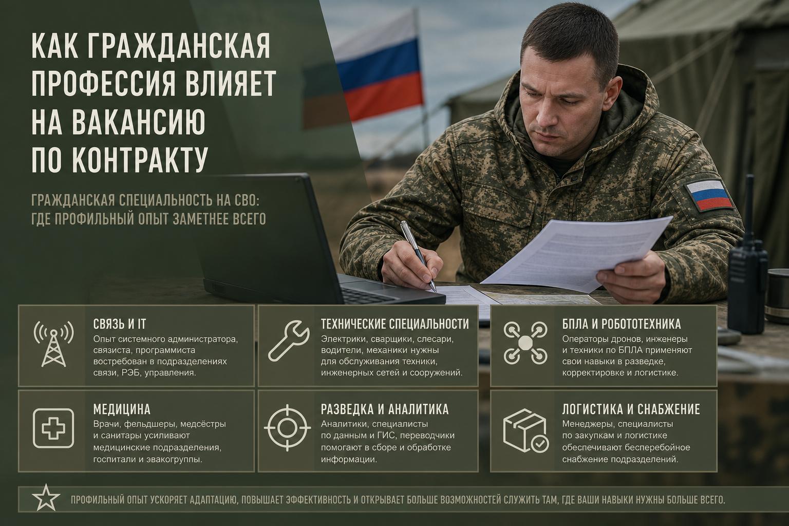 Как гражданская профессия влияет на вакансию по контракту. Гражданская специальность на СВО: где профильный опыт заметнее всего
