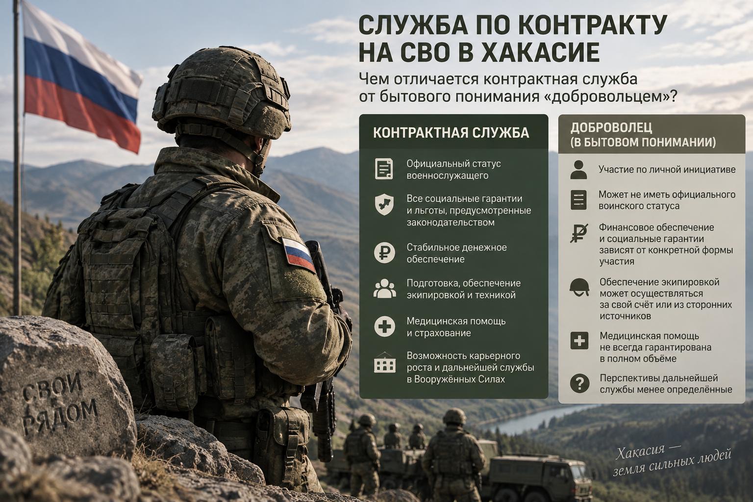 Служба по контракту на СВО в Хакасие. Чем отличается контрактная служба от бытового понимания «добровольцем» Служба по контракту на СВО в Хакасие. Чем отличается контрактная служба от бытового понимания «добровольцем»