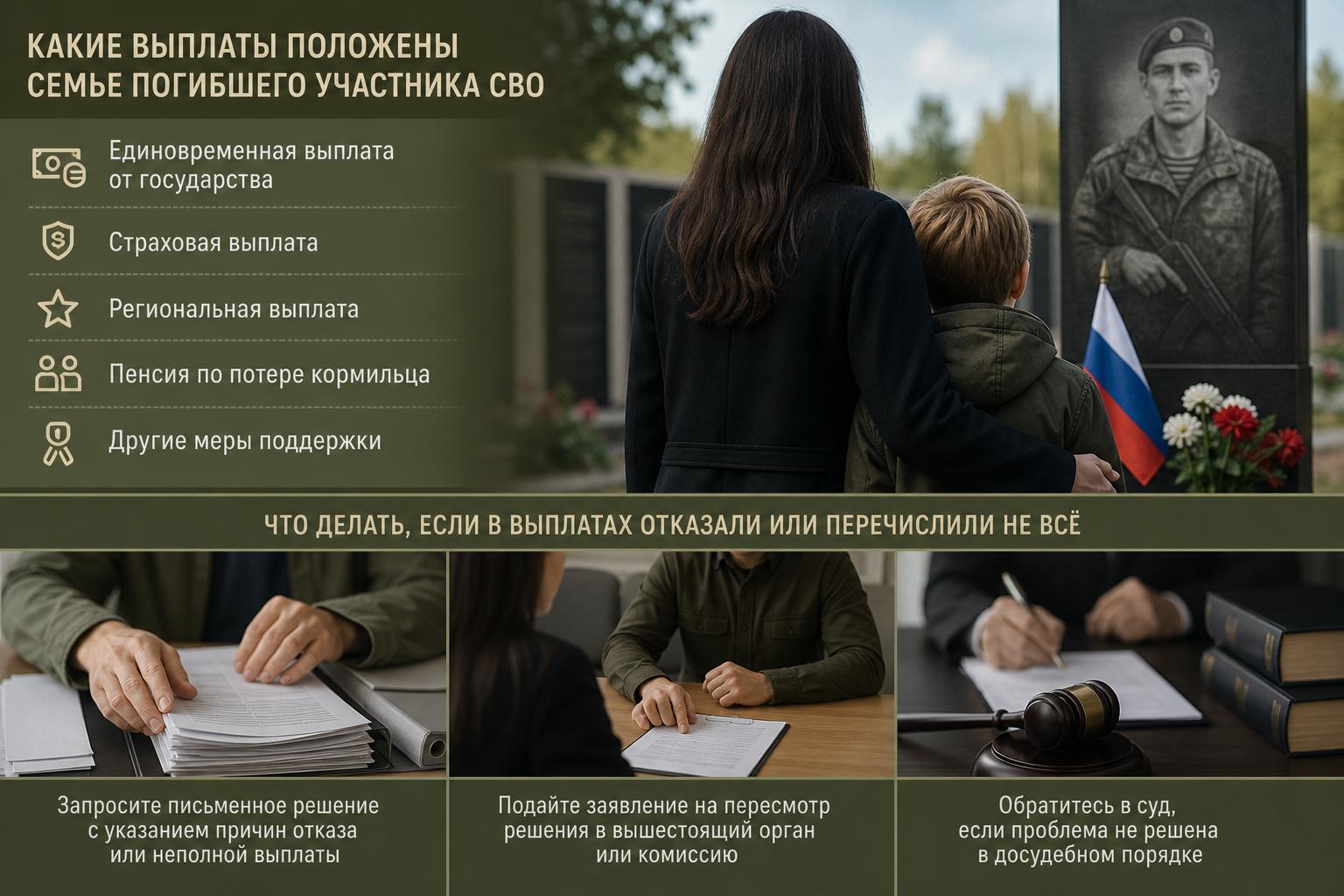 Какие выплаты положены семье погибшего участника СВО. Что делать, если в выплатах отказали или перечислили не всё