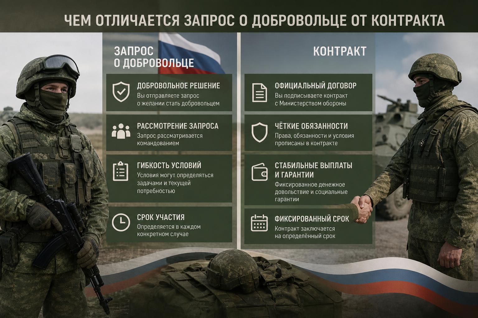 Служба по контракту на СВО в Кировской области. Чем отличается запрос о добровольце от контракта Служба по контракту на СВО в Кировской области. Чем отличается запрос о добровольце от контракта